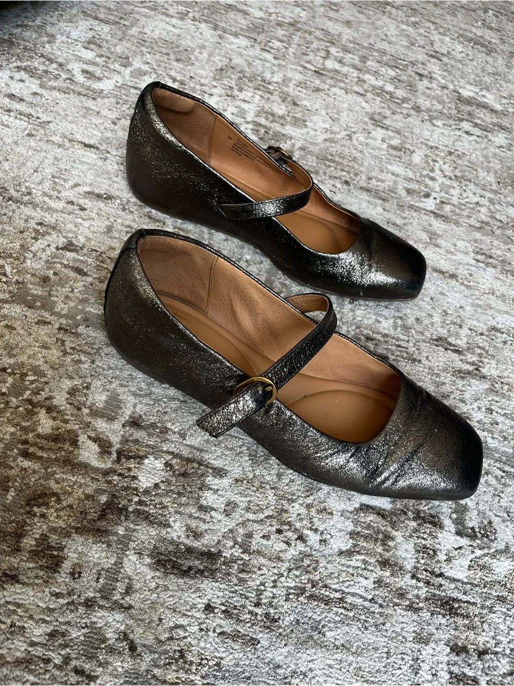 Söfft Metallic Black Mary Jane Flats